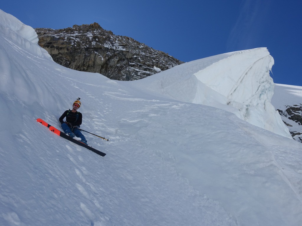 Repos au milieu du passage des séracs