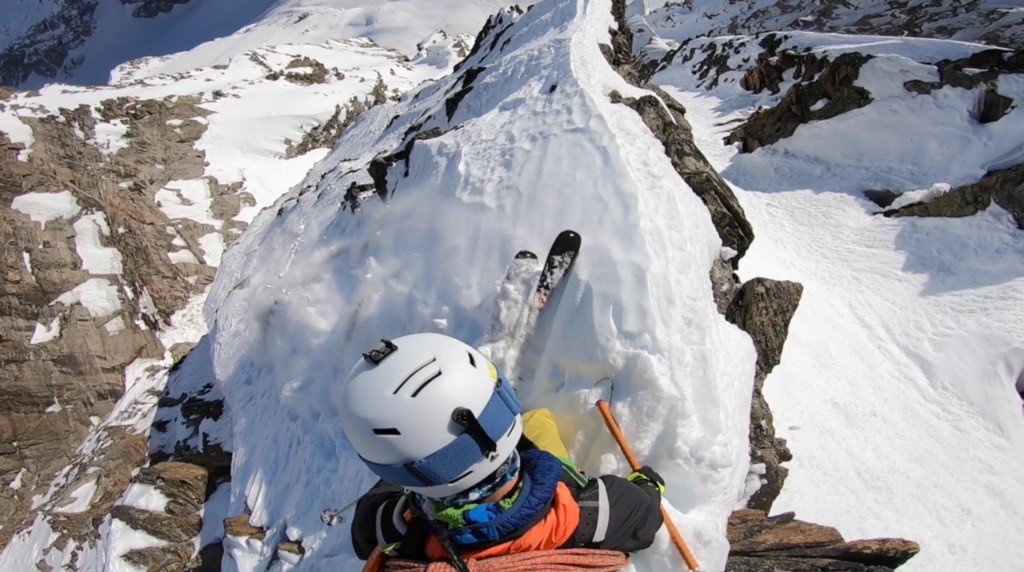 En haut du passage le plus technique, 55° de moyenne sur 80m
