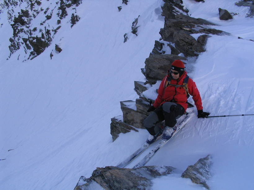 Couloir du col des Badons : Le plus dur est de prendre pied dedans