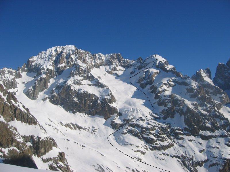 L'itinéraire depuis le glacier du Sélé