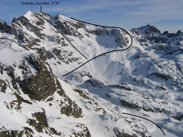 Grande Lauzière arête SSW et combe W (photo TiBougnat)