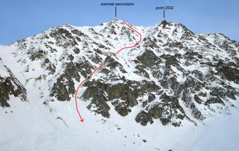 Le couloir vue depuis non loin du premier chalet de la Grande Valloire. 