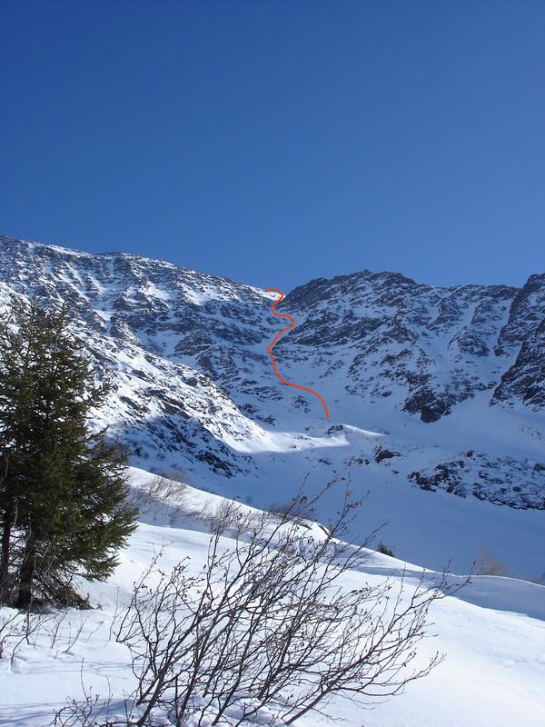 Le couloir N depuis le lac d'Armancette