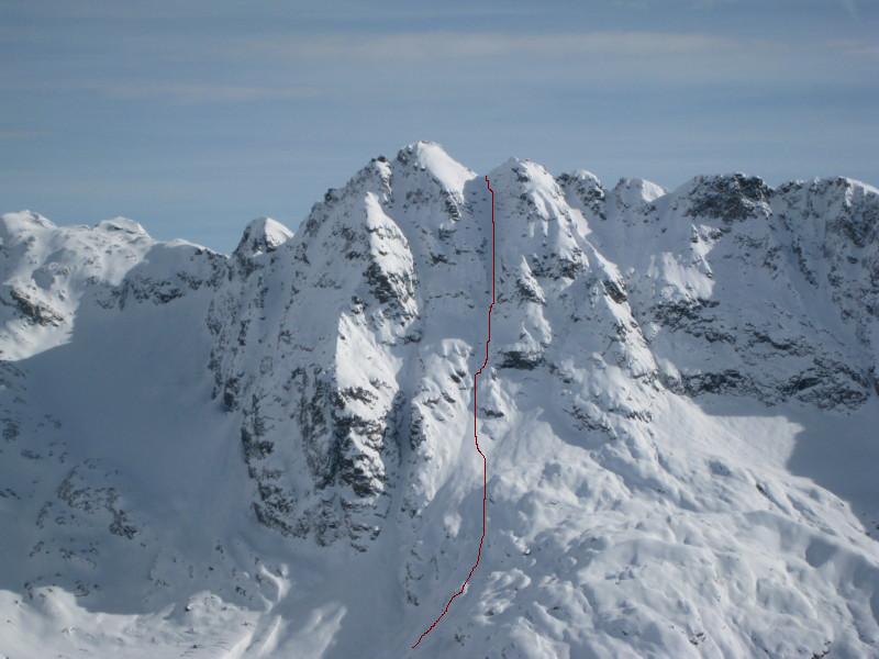 le couloir Ouest depuis l'Ouille du Midi.