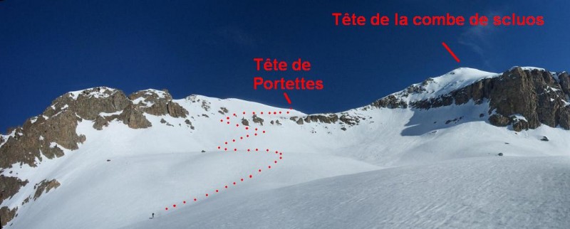 Itinéraire de montée (le sommet n'est pas très visible durant la montée)