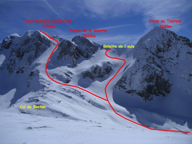 Golette de l'oule (versant nord) vue de la tête de Bostan.