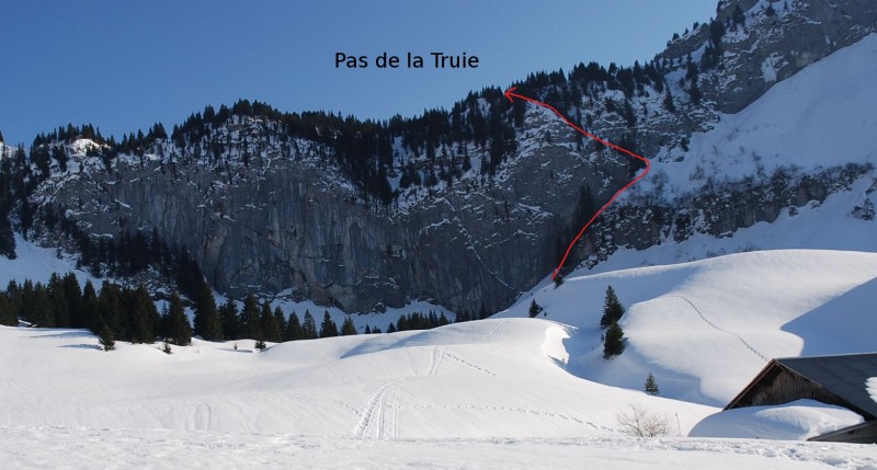 Pas de la Truie depuis les Chalets de Balme.