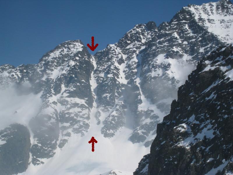 Le Couloir Ouest depuis la Montagne de l'Arpette.