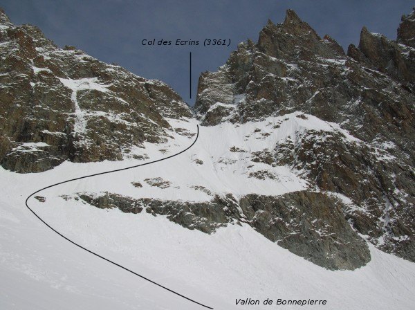 Col des Ecrins coté Bonnepierre. Il fait pas rire...