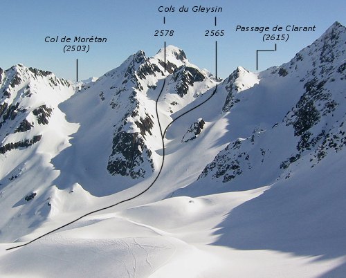 Cols du Gleysin depuis le col de la porte d'Eglise