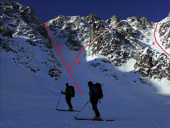 Variante J2 : les trois couloirs de la face Nord de la pointe d'Orny