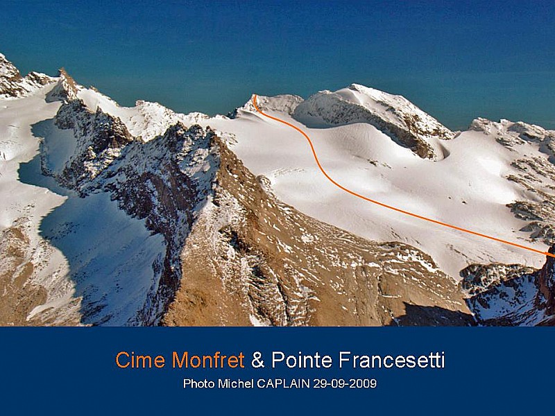 Photo aérienne glacier du Grand Méan & Cime Monfret / copyright : Michel Caplain