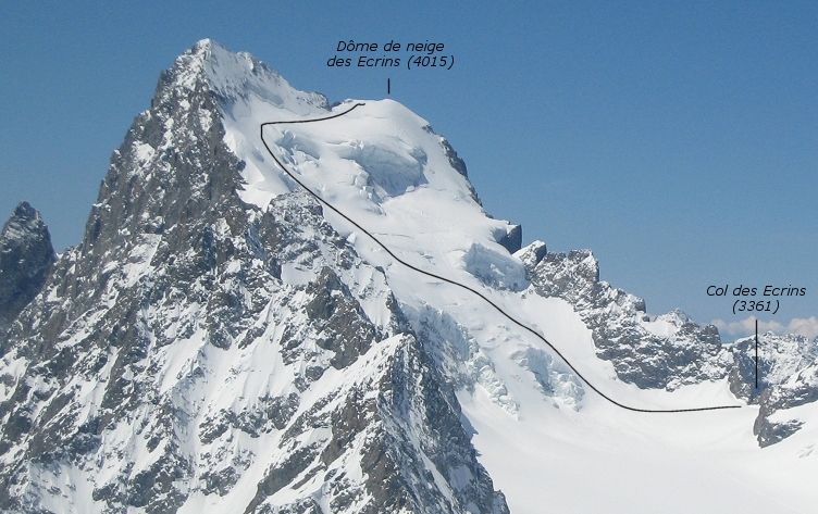 Itinéraire entre le Col des Ecrins et le Dôme