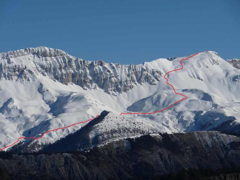 Trajet de la cabane des Mulet jusqu'au Pic des Têtes