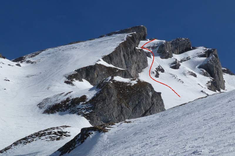 Couloir W du Trou du Moucheron, à droite du col E du Paré de Joux