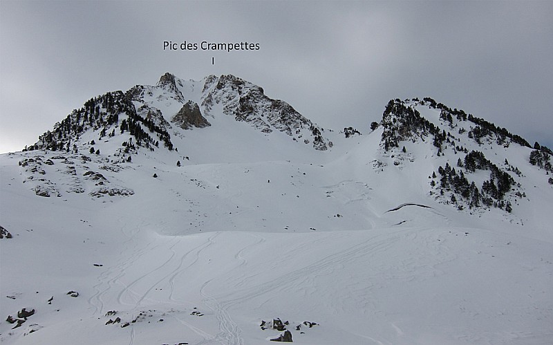 Couloir NE des Crampettes, depuis la cabane Dets Coubous