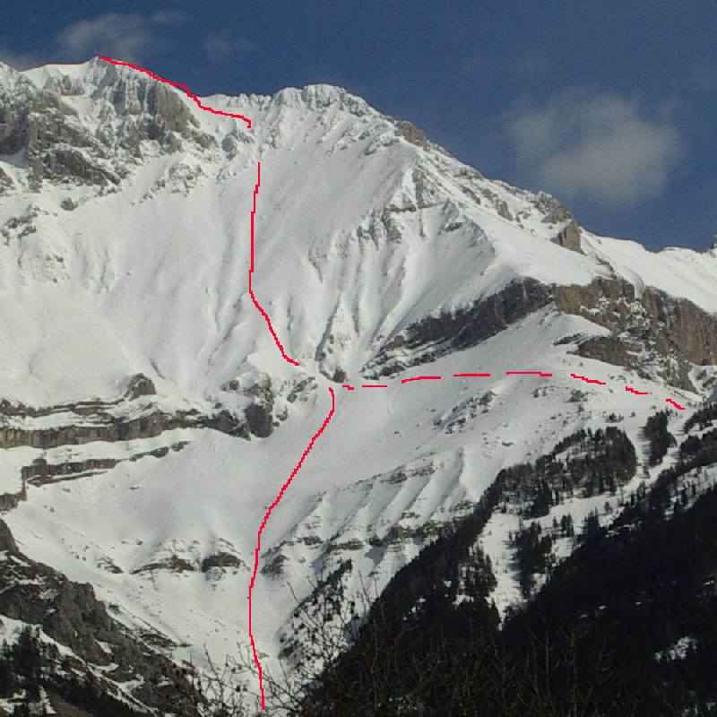 La face Nord Ouest de la Tête de la Cavale et l'itinéraire