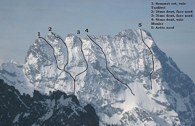 Les itinéraires du la face nord du Sirac - Photo de Louis Grenet