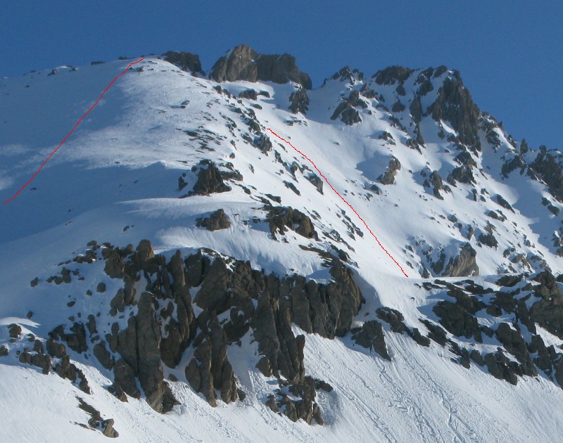 Itinéraire de la variante Face Sud Directe vu depuis le refuge de Chambeyron (Photo Cisou)