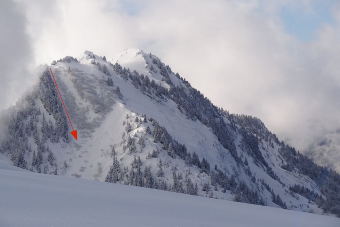 Couloir N de la Bade vu depuis la Face Ouest du Colombier