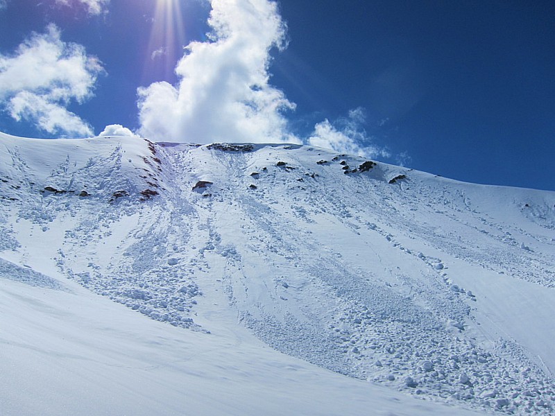 Le versant NW du Mont Coin, couloir centre gauche.