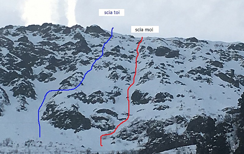 couloir NNW de gauche "scia toi". Vue depuis le muret