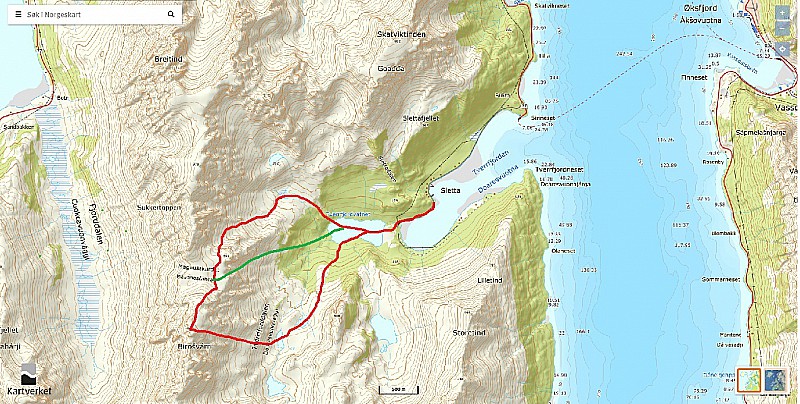 En rouge, l'itinéraire décrit. 
En vert, le couloir NE. 