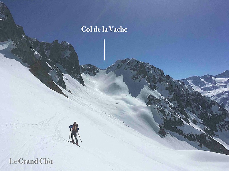 Col de la Vache, versant W, vu depuis le Grand Clôt.