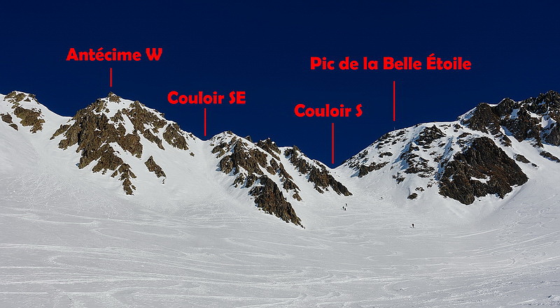 Pic de la Belle Étoile et Antécime W - Couloirs S et SE