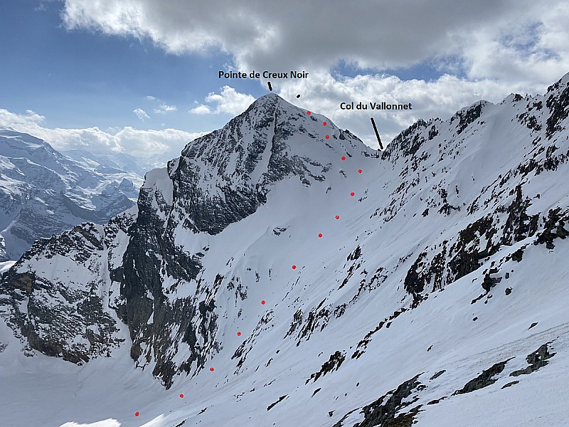 Pointe du Creux Noir avec l'itinéraire NE