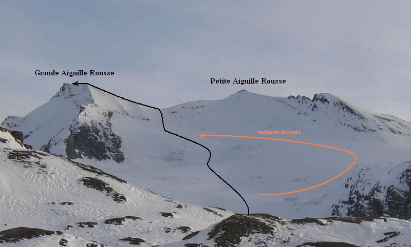 Cheminement sur le glacier des Sources de l'Isère.