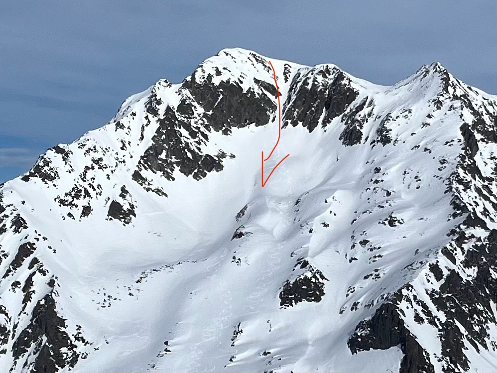 Photo du couloir S et d'un itinéraire bis possible rive G.