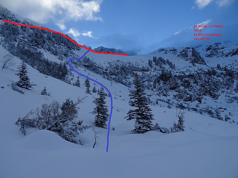 Les deux passages pour rejoindre le lac Vert