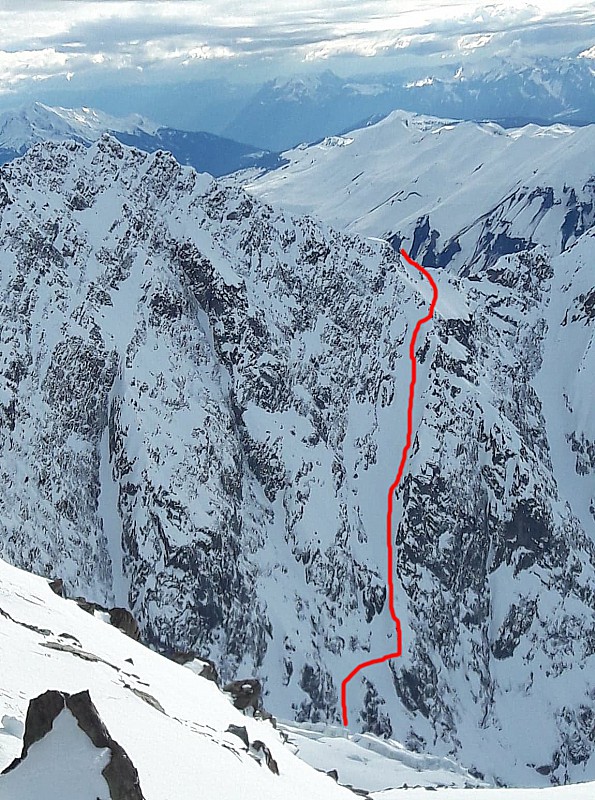 Le couloir vu depuis Tête Rousse (très bon enneigement saison 2017-2018)