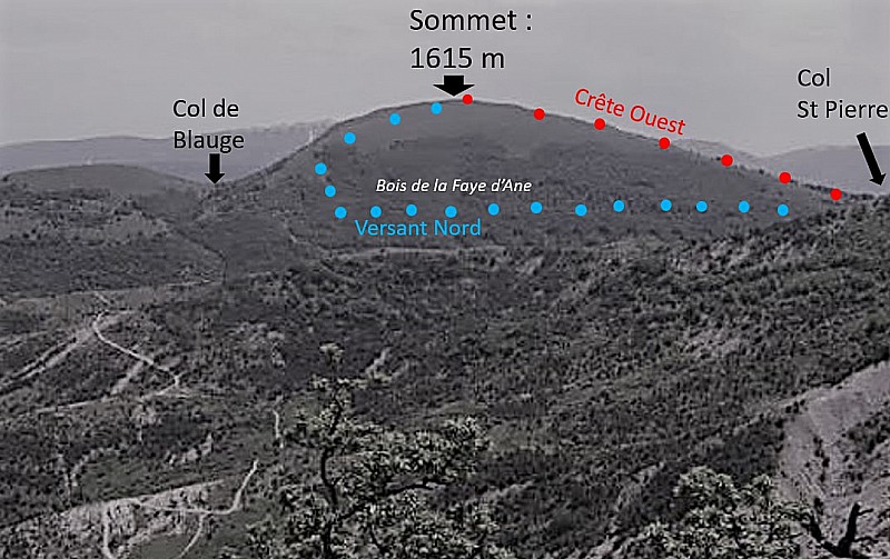 Crête de l'Ane avec la crête Ouest et le versant nord