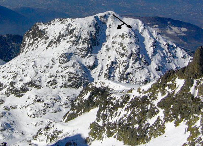 Face Est (ESE) et Couloir ENE vus du Sorbier