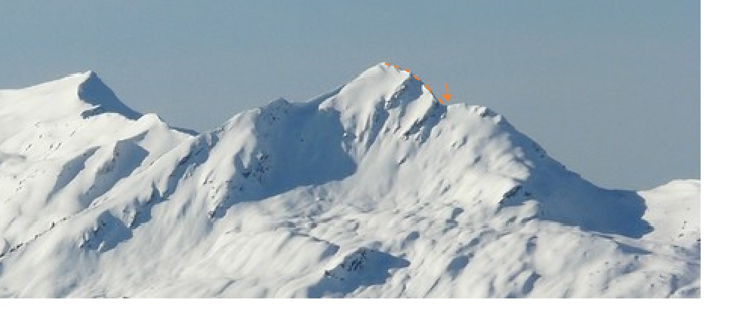 la crête avant l'entrée du couloir (couloir caché sur cette photo)